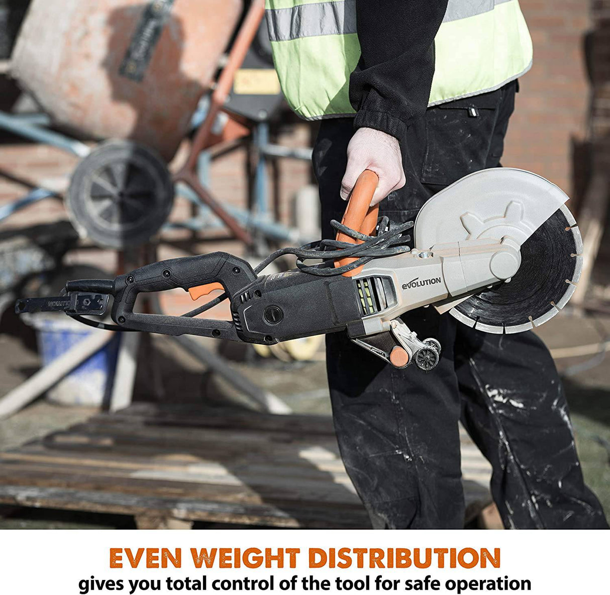 Evolution R230DCT - Sierra para hormigón de 9 pulgadas - Motor de 15 A, sin gasolina - Corte de 3-1/2 pulgadas - Incluye hoja de diamante para mampostería - DIGVICE MX