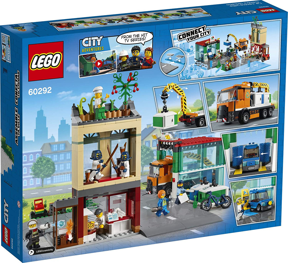 Kit de construcción LEGO City Town Center 60292; Genial juguete de construcción para niños, nuevo 2021 (790 piezas)