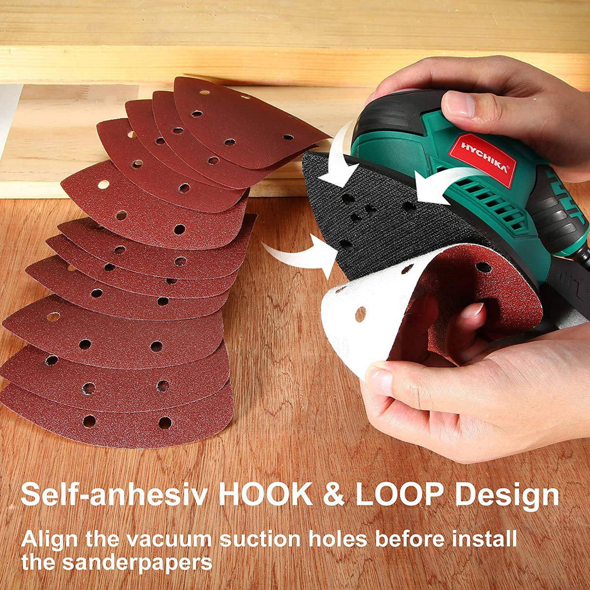 Lijadora de detalles, lijadora manual HYCHIKA 200W 14000RPM con sistema eficiente de recolección de polvo, 12 papeles de lija, lijadoras manuales para carpintería Lijado de espacios reducidos - DIGVICE MX