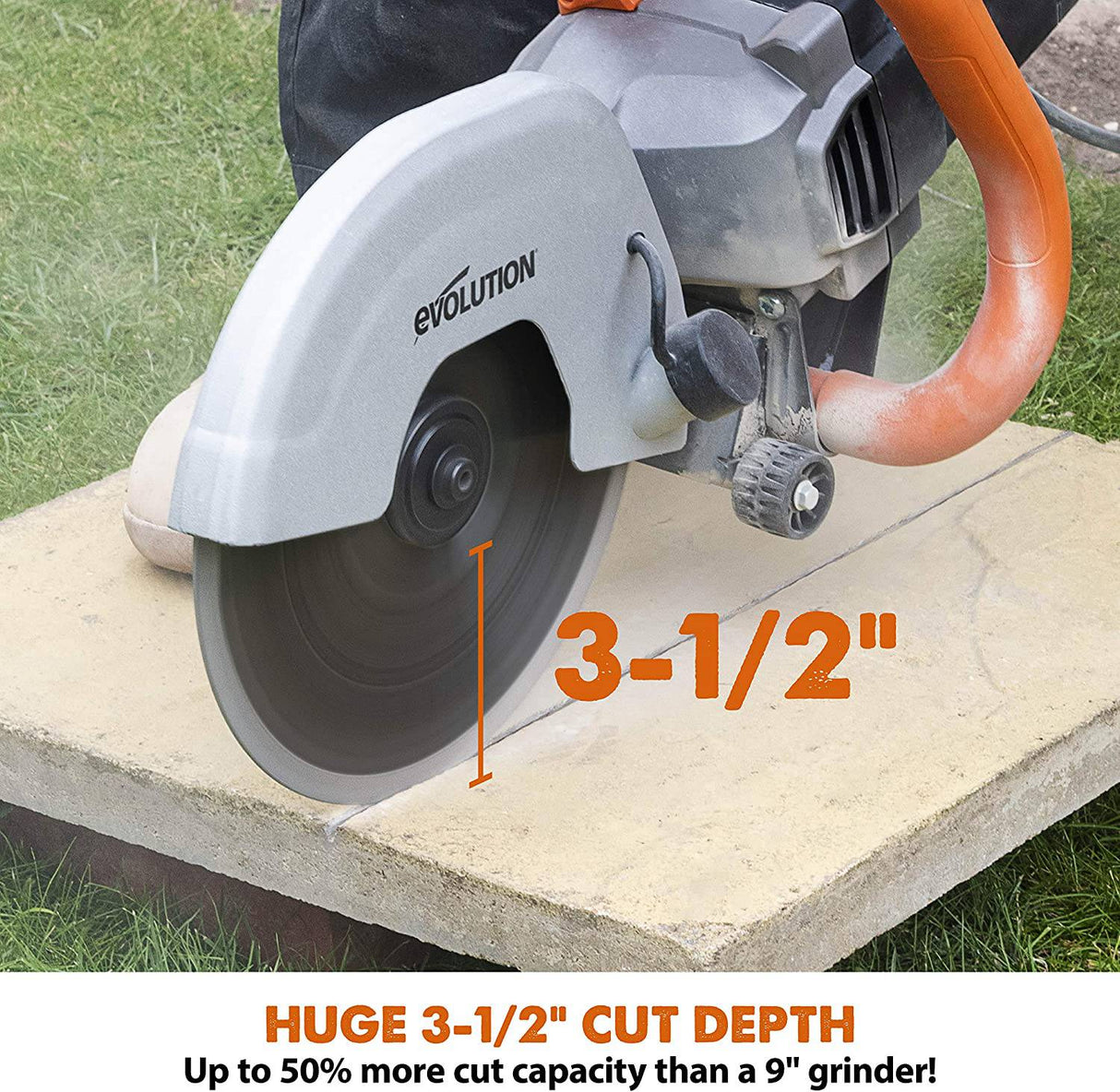 Evolution R230DCT - Sierra para hormigón de 9 pulgadas - Motor de 15 A, sin gasolina - Corte de 3-1/2 pulgadas - Incluye hoja de diamante para mampostería - DIGVICE MX