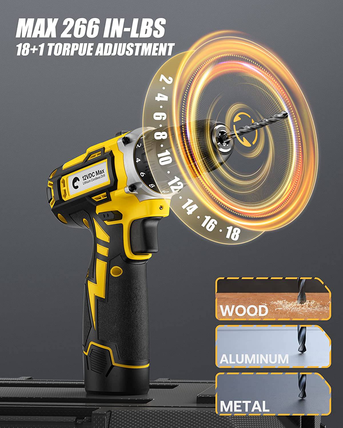 Hiipoo Taladro inalámbrico, Hiipoo 2 brocas eléctricas de velocidad variable con batería y cargador, juego de brocas eléctricas de litio de 12 V MAX con portabrocas sin llave de 3/8 pulgadas - DIGVICE MX