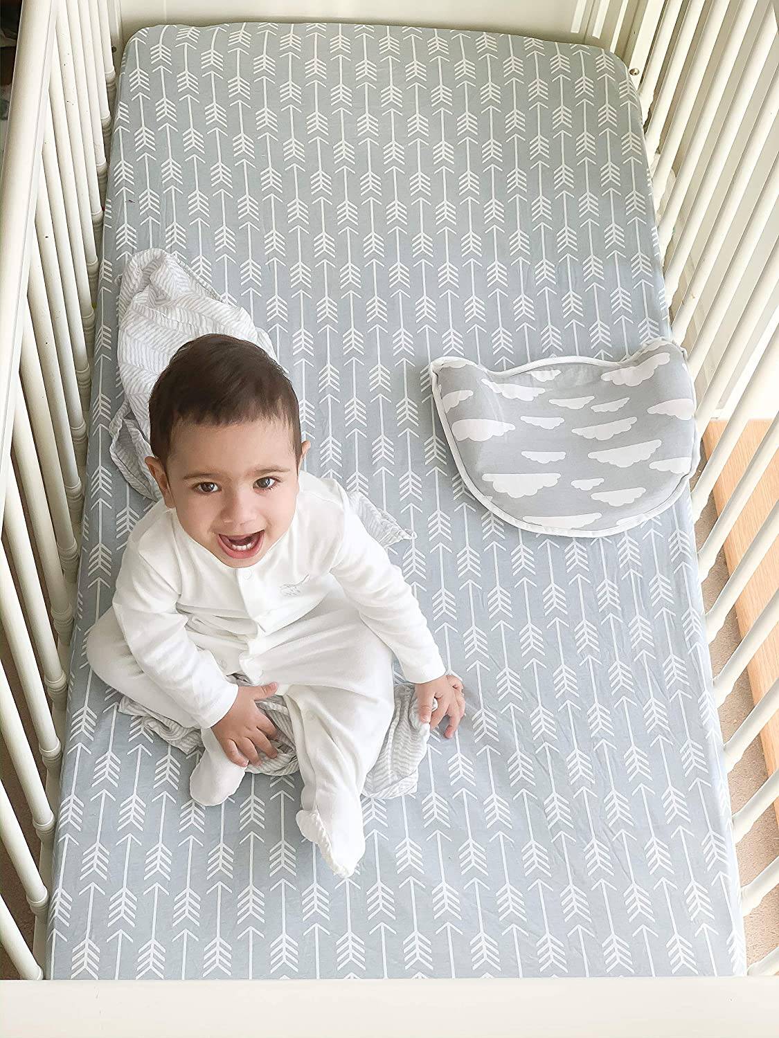 BAEBAE GOODS - Pack n Play Sheets – Premium Pack and Play Sheets 4 Pack – 100% Super Soft Jersey Knit Cotton Playard Colchón Sábanas – Portable Playpen Fitted Play Yard Mini Cuna Sábana para niño y niña (24 x 38 x 5) - DIGVICE MX