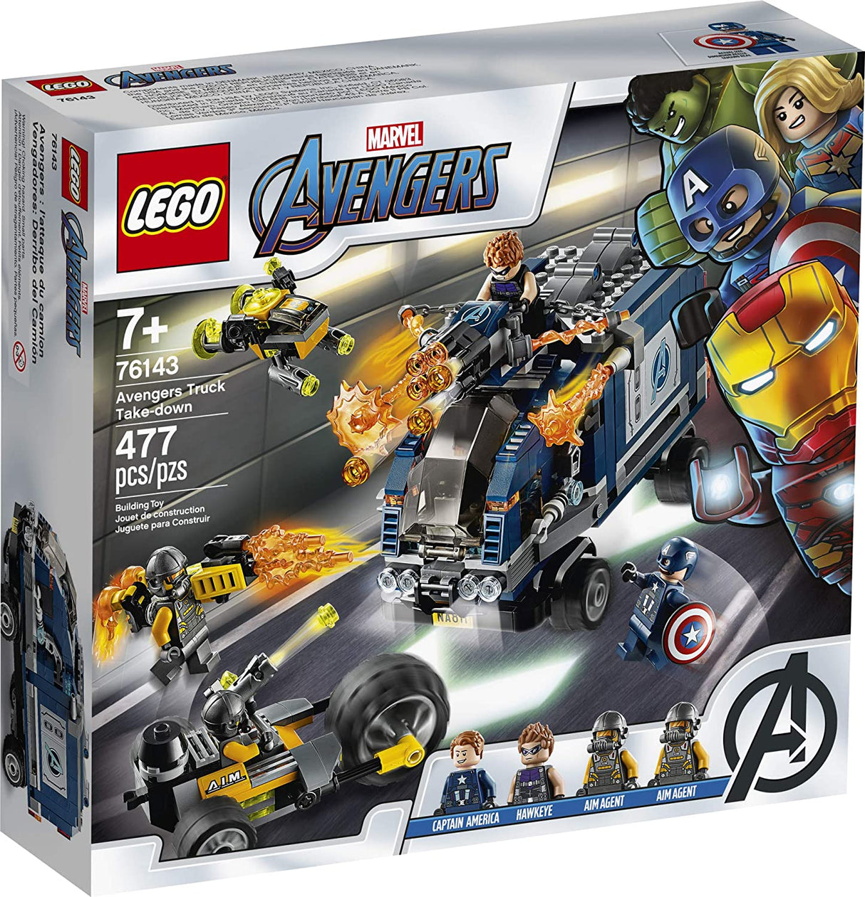 LEGO Marvel Avengers Truck Take-Down 76143 Capitán América y Hawkeye Superhero (477 piezas)