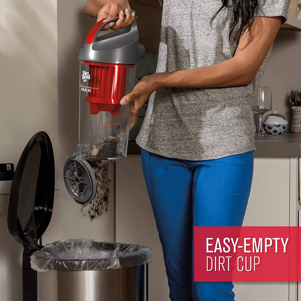 Dirt Devil Endura Max UD70174B - Aspiradora vertical sin bolsa para alfombras y suelos duros, potente, ligera, con cable, color rojo - DIGVICE MX