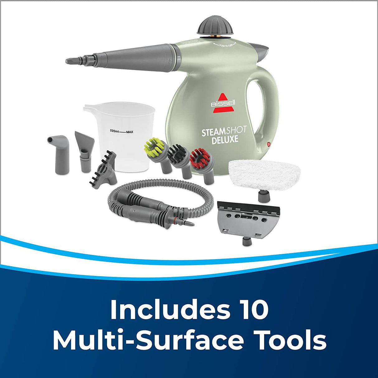 BISSELL SteamShot Deluxe Limpiador a vapor para superficies duras con desinfección natural, herramientas multisuperficie incluidas para eliminar la suciedad, la mugre, la grasa y más, 39N7A - DIGVICE MX