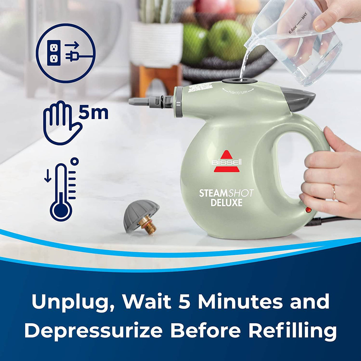 BISSELL SteamShot Deluxe Limpiador a vapor para superficies duras con desinfección natural, herramientas multisuperficie incluidas para eliminar la suciedad, la mugre, la grasa y más, 39N7A - DIGVICE MX