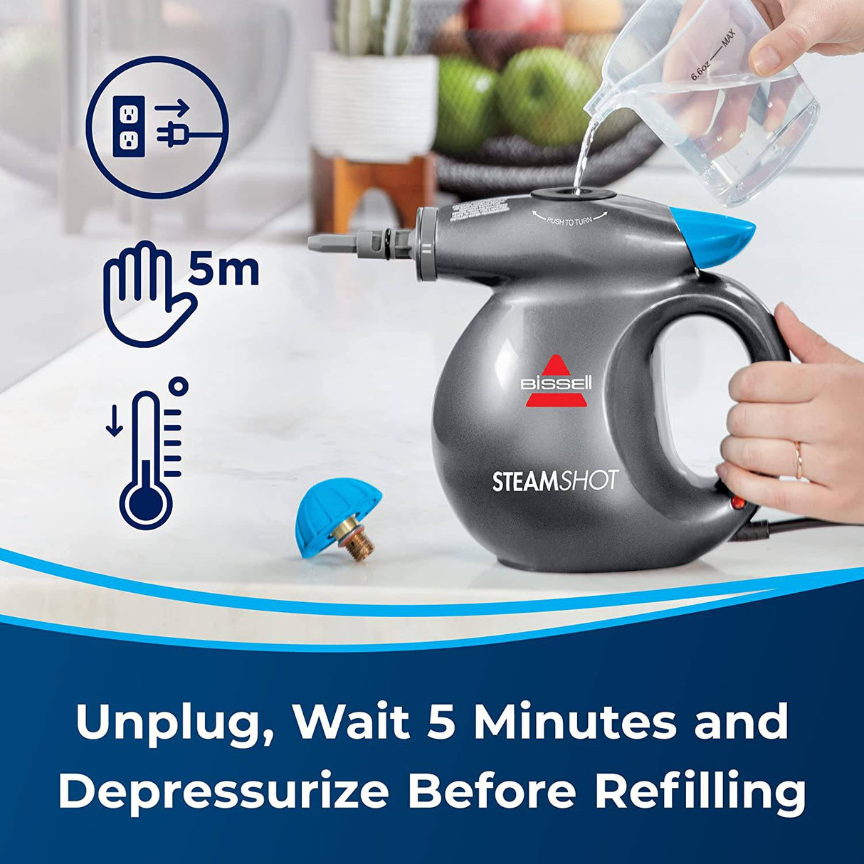 Bissell SteamShot Limpiador a vapor para superficies duras con desinfección natural, herramientas multisuperficie incluidas para eliminar la suciedad, la mugre, la grasa y más, 39N7V - DIGVICE MX