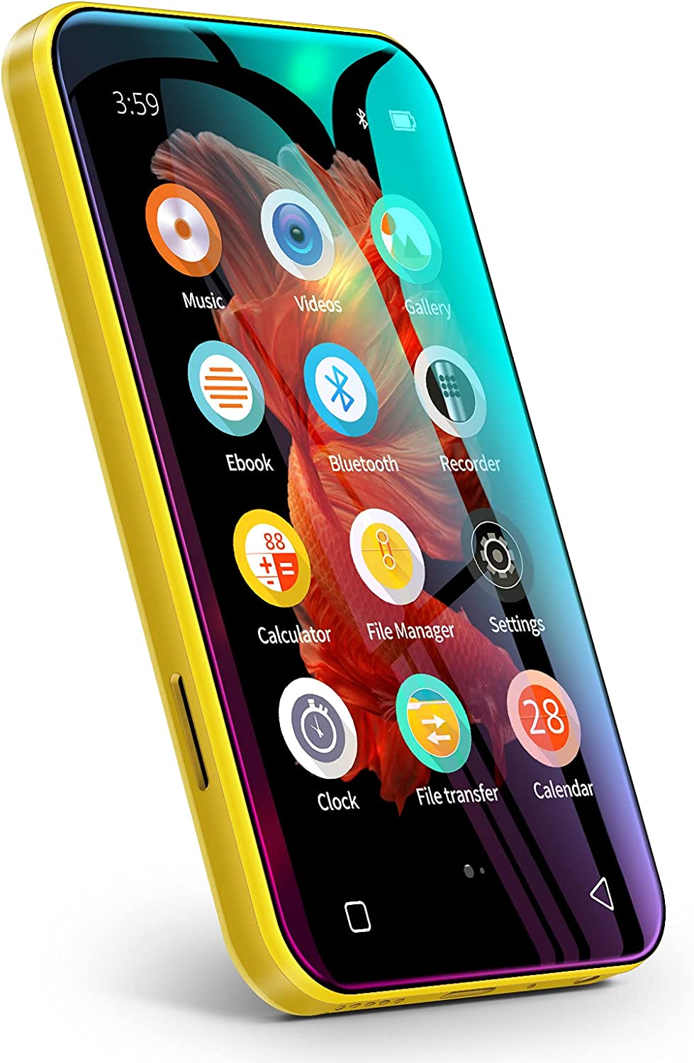 TIMMKOO Reproductor de MP3 con Bluetooth, pantalla táctil completa de 4.0" Reproductor de MP4 con altavoz Q3E