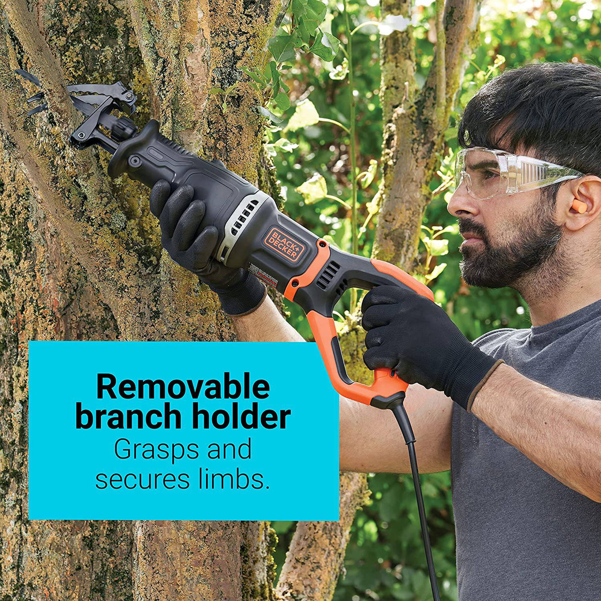 BLACK+DECKER Sierra de sable eléctrica de 7 amperios con soporte de ramas extraíble (BES301K) - DIGVICE MX