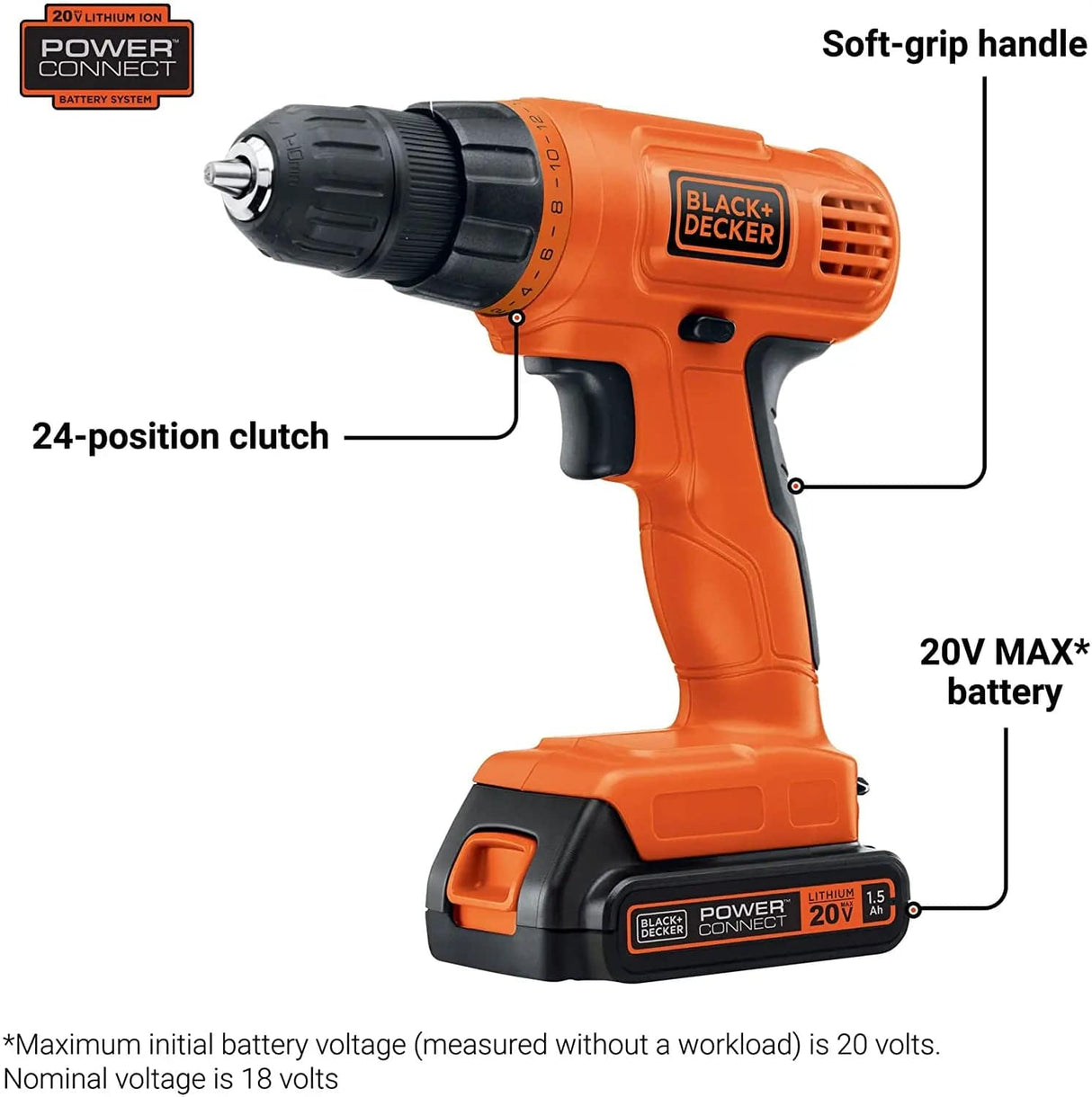 Black + Decker - Taladro inalámbrico (20 V MAX) - DIGVICE MX