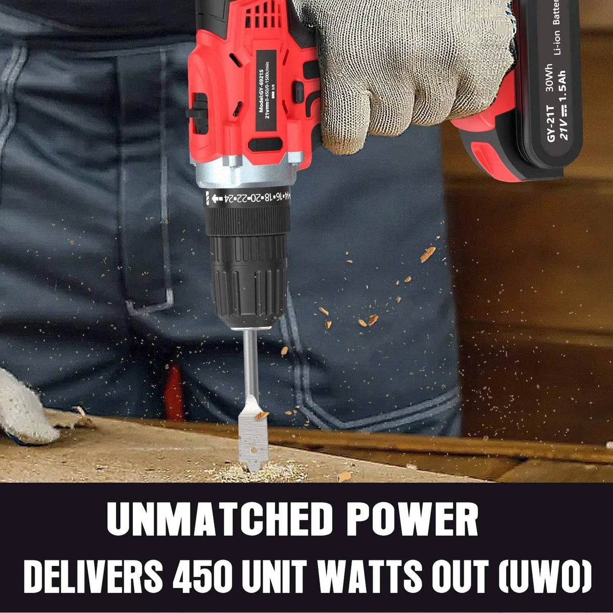 GardenJoy Juego de brocas eléctricas inalámbricas: Taladro eléctrico de 21 V con cargador rápido Portabrocas sin llave de 3/8 pulgadas, 2 velocidades variables 24+1 kit de herramientas eléctricas de ajuste de par y 25 brocas de taladro/destornillador - DIGVICE MX