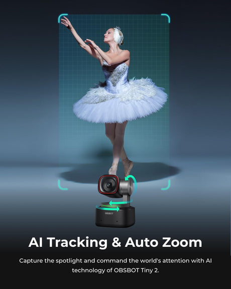 OBSBOT Tiny 2 Webcam 4K Voice Control PTZ