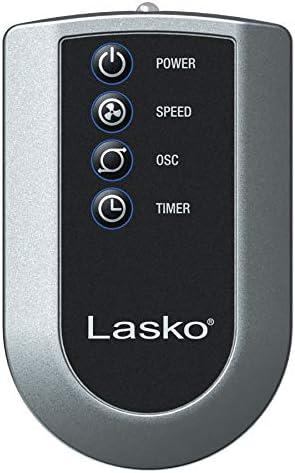 Ventilador de torre oscilante de alta velocidad Lasko, control remoto, temporizador, 3 velocidades potentes, para garaje, sótano y gimnasio, 35 pulgadas plateado y negro, U35115, grande