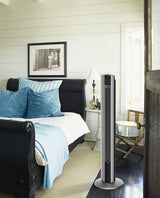 Ventilador de torre de rendimiento oscilante Lasko, configuración nocturna, control remoto, temporizador, 3 velocidades, para dormitorio, hogar y oficina, 48", gris, T48314