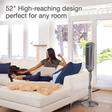 Ventilador de pedestal oscilante Lasko, altura ajustable, 3 velocidades silenciosas, temporizador, control remoto para dormitorio, sala de estar, oficina en casa y dormitorio universitario, 52 pulgadas, plateado y gris, 2535