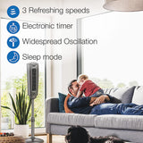 Ventilador de pedestal oscilante Lasko, altura ajustable, 3 velocidades silenciosas, temporizador, control remoto para dormitorio, sala de estar, oficina en casa y dormitorio universitario, 52 pulgadas, plateado y gris, 2535