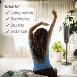 Ventilador de pedestal oscilante Lasko, altura ajustable, 3 velocidades silenciosas, temporizador, control remoto para dormitorio, sala de estar, oficina en casa y dormitorio universitario, 52 pulgadas, plateado y gris, 2535