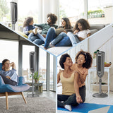 Ventilador de pedestal oscilante Lasko, altura ajustable, 3 velocidades silenciosas, temporizador, control remoto para dormitorio, sala de estar, oficina en casa y dormitorio universitario, 52 pulgadas, plateado y gris, 2535