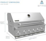 Cabezal de isla para parrilla de gas empotrable Spire Premium de 6 quemadores, parrilla de propano de acero inoxidable de 36 pulgadas con quemador trasero, 73,000 BTU,  - 740-0781P