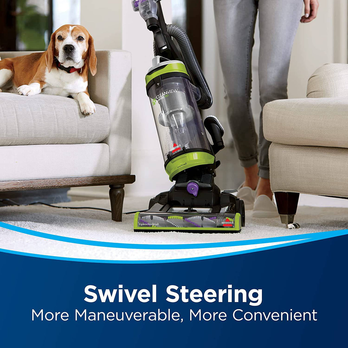 Bissell 2252 CleanView Aspiradora vertical giratoria sin bolsa con dirección giratoria, potente recogida de pelo de mascotas, herramientas especializadas para mascotas, tanque de suciedad de gran capacidad, fácil de vaciar - DIGVICE MX