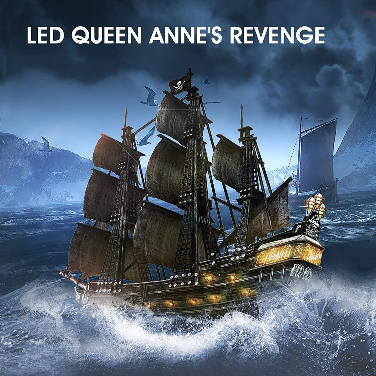 Rompecabezas 3D para adultos Barco pirata LED La venganza de la reina Ana Grande 27''