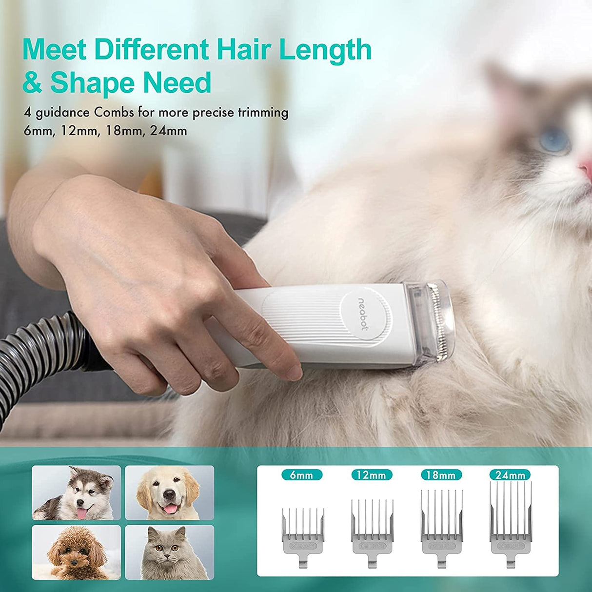 Neabot P1 Pro Kit de aseo para mascotas y succión al vacío 99% Pelo de mascotas