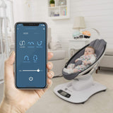 4moms mamaRoo 4 Columpio multimovimiento para bebé + cierre de correa de seguridad, columpio Bluetooth para bebé con 5 movimientos únicos, tela de nailon, gris 2001319SF
