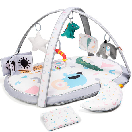 Lupantte 7 en 1 Baby Play Gym Mat, 2 fundas de alfombrilla lavables reemplazables Baby Activity Play Mat con 6 juguetes, visual, auditivo, táctil, desarrollo cognitivo para bebés y niños pequeños, más grueso antideslizante - DIGVICE MX
