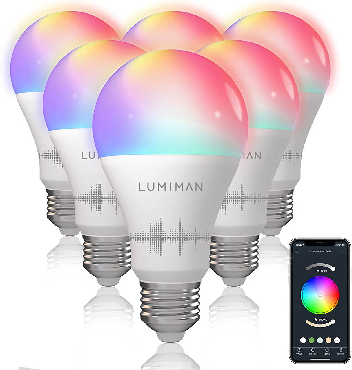 LUMIMAN - Bombillas de luz inteligente WiFi A19 Bombilla LED que