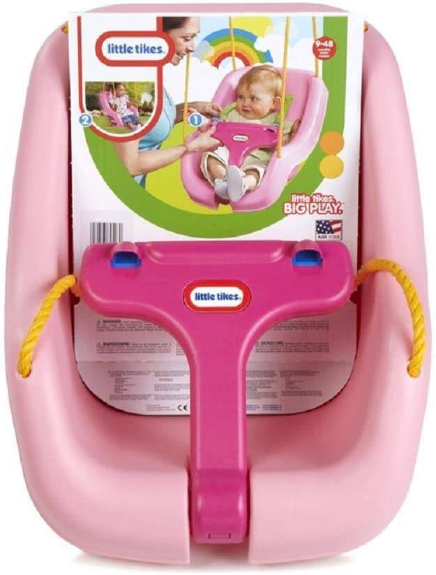 Little Tikes Snug 'n Secure Pink Swing con correas ajustables, 2 en 1 para bebés y niños pequeños de 9 meses a 4 años - DIGVICE MX
