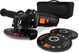 WEN 94475 Amoladora angular de 7,5 amperios y 4-1/2 pulgadas con mango reversible, tres discos abrasivos y estuche de transporte - DIGVICE MX