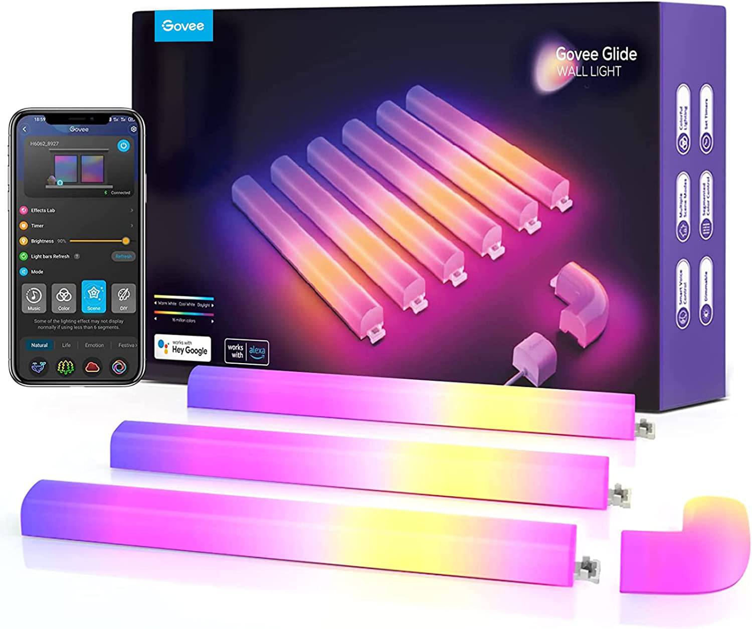 Govee Glide RGBIC Luces de pared LED, apliques de pared RGBIC intelige –  Digvice