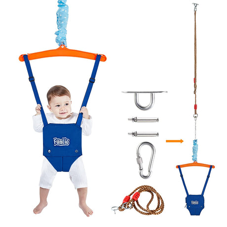FUNLIO Puente para bebé con gancho de techo para 6-24 meses, puente para puerta de bebé para juegos en interiores/exteriores, puerta de puente para bebé con cadena ajustable, fácil de montar y almacenar (con gancho de techo) - DIGVICE MX