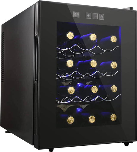 VEHIPA - Refrigerador de vino de 12 botellas, mini refrigerador de vino compacto con control de temperatura digital, enfriador termoeléctrico de funcionamiento silencioso, bodega independiente para vino. - DIGVICE MX