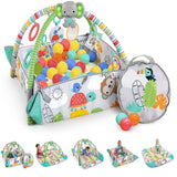 Bright Starts 5 en 1 Your Way Ball Play - Alfombra de juego gigante que se convierte en gimnasio para bebés Ball Pit, recién nacido a niño pequeño - Totalmente tropical (verde) - DIGVICE MX