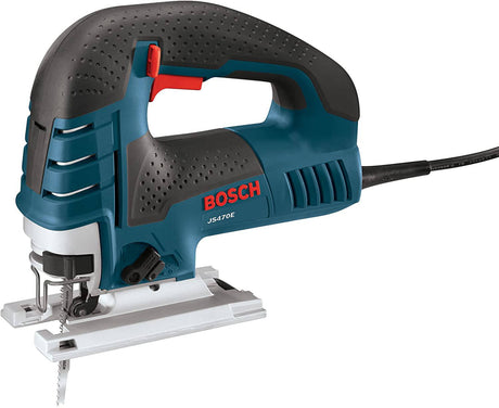 Sierra caladora BOSCH - JS470E con mango superior con cable - 120 V de baja vibración, velocidad variable de 7.0 amperios para un corte suave de hasta 5-7/8 pulgadas en madera, 3/8 pulgadas en acero para encimera, carpintería, azul - DIGVICE MX