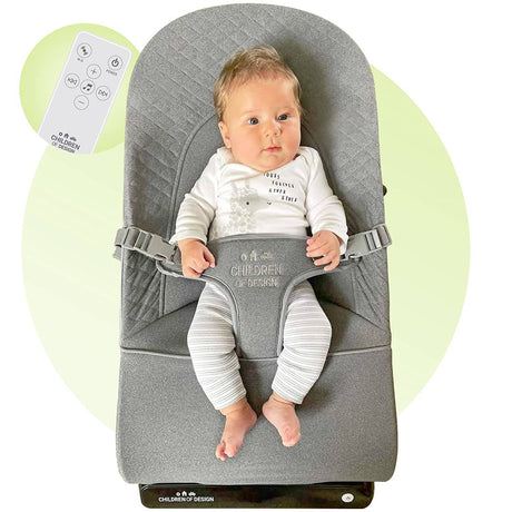 Children of Design Mecedora eléctrica para bebés, recién nacidos y bebés, columpio portátil para bebés y asiento mecedor con música y balanceo y vibraciones naturales, múltiples posiciones + control remoto - gris - DIGVICE MX