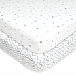 American Baby Company - Juego de 2 sábanas bajeras bajeras 100 % algodón natural, diseño de estrellas grises y zigzag, suave y transpirable, para niños y niñas - DIGVICE MX