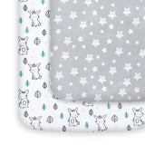 MOONSEA -  paquete de 2 sábanas para minicuna, sábana bajera elástica Pack n Play Playard, compatible con Graco Pack n Play, material suave y transpirable, estrellas y conejito - DIGVICE MX