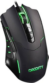 Dacoity - Ratón para juegos con cable, ratón para juegos de PC Gamer Mouse RGB LED 7200 DPI 7 botones programables Plug Play  - Negro
