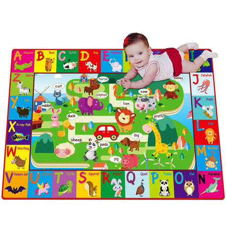 Thremhoo - Alfombra de juegos de algodón para bebés para el piso Alfombra ABC Alfombra de juegos para bebés y niños pequeños Plegable antideslizante - DIGVICE MX