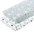 BROLEX - Pack n Play Juego de sábanas ajustables y elásticas, 2 mini sábanas portátiles para cuna, funda de colchón convertible Playard, material ultrasuave, elefante y ballena - DIGVICE MX