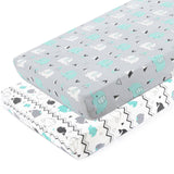 BROLEX - Pack n Play Juego de sábanas ajustables y elásticas, 2 mini sábanas portátiles para cuna, funda de colchón convertible Playard, material ultrasuave, elefante y ballena - DIGVICE MX
