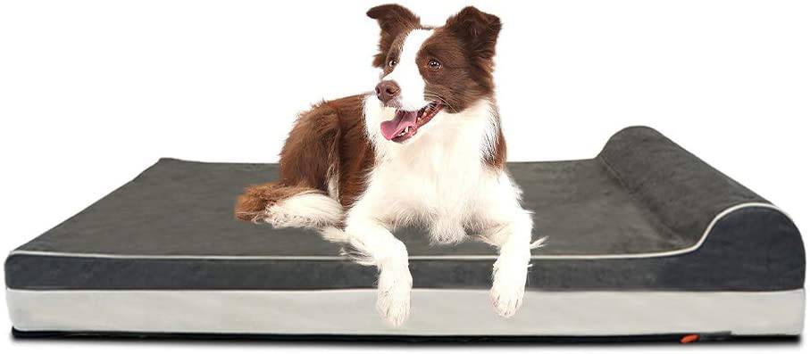 Laifug - Cama ortopédica extragrande de espuma viscoelástica para perros con almohada y forro duradero a prueba de agua y funda extraíble lavable y diseño inteligente - DIGVICE MX
