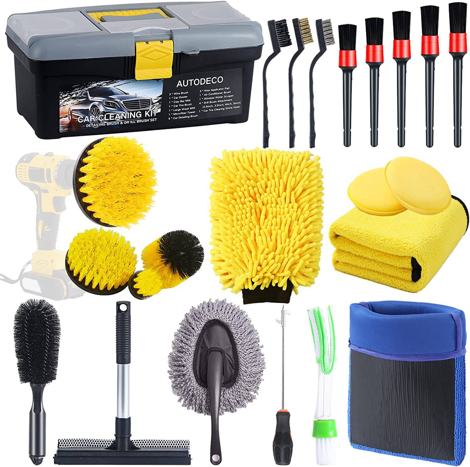 AUTODECO - Juego de 23 herramientas de limpieza para lavado de autos, –  Digvice