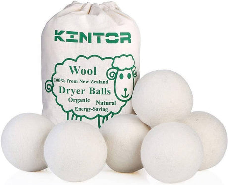 KINTOR - Bolas para secadora de lana XL, paquete de 6, 2,95 pulgadas, 100 % lana de Nueva Zelanda, suavizante de tela orgánica, hipoalergénico, seguro para bebés y sin perfume, sin químicos para reducir las arrugas y la adherencia estática - DIGVICE MX