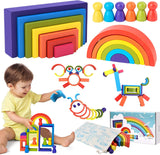 Tiluza - Montessori Juguetes Bloques de madera, apilamiento de construcción para niños pequeños - B09ZQRBRGL