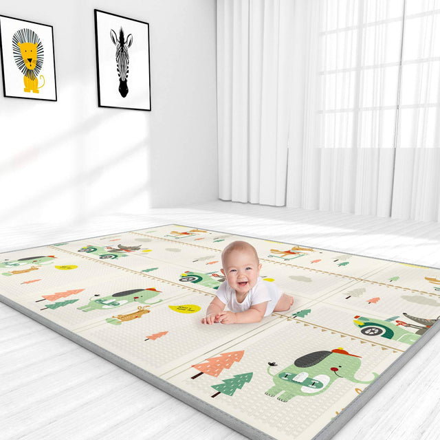 YOOVEE Tapete de juego para bebés, tapete impermeable grande para gatear para bebés, tapete reversible para bebés y niños pequeños, fácil de limpiar. - DIGVICE MX