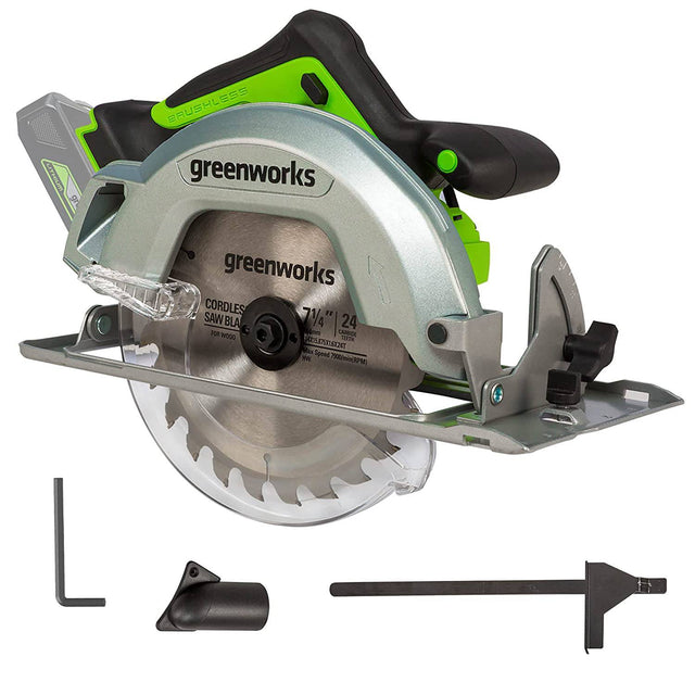 Sierra circular Greenworks de 7.25" sin escobillas de 24 V, la batería y el cargador se venden por separado - DIGVICE MX