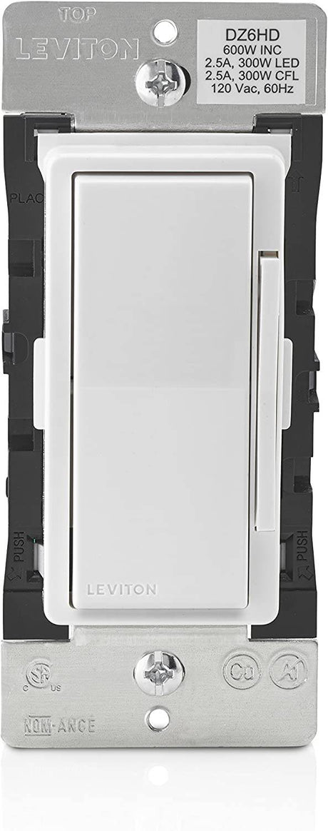 Leviton DZ6HD-1BZ Decora Smart 600W Atenuador con tecnología Z-Wave, marfil, paquete de 1, blanco/almendra claro - DIGVICE MX